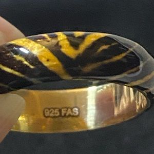 New: 18k Gold/Sterling Silver Enamel Tiger Ring 8